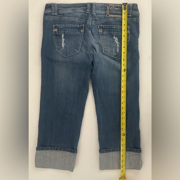 Candies Denim Cuffed Capri Jeans Dark Blue Cropped Stretch Mid Rise Size 11 - Picture 13 of 14